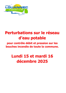 Perturbations sur le réseau eau