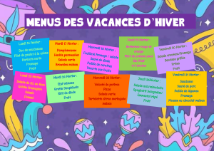 Menus ALSH Vacances de février 2026
